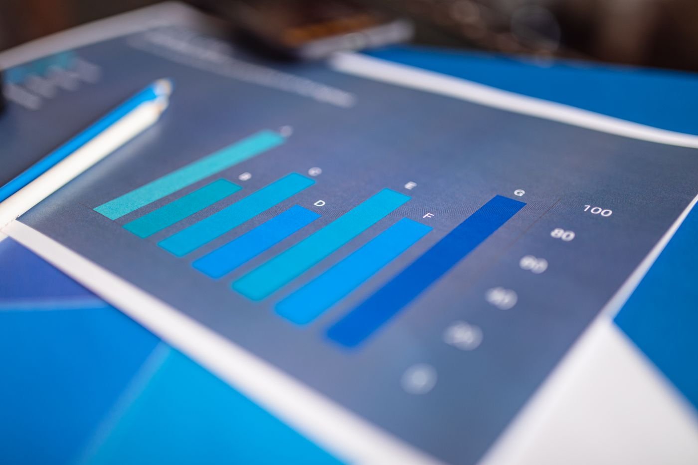 Home Colourful data visualisation charts in a printed report