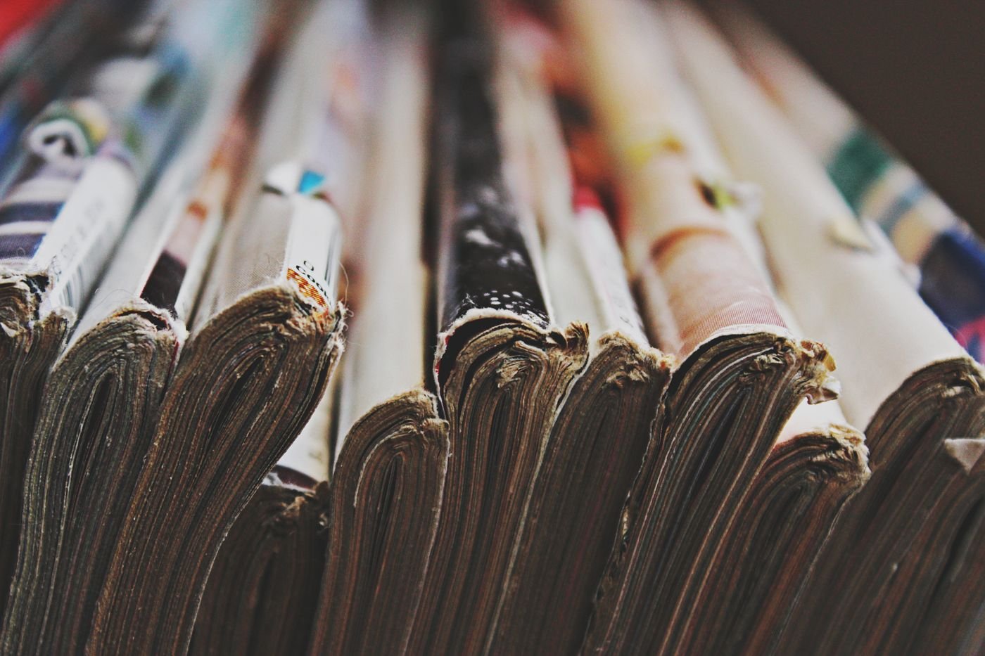 A stack of printed product catalogues