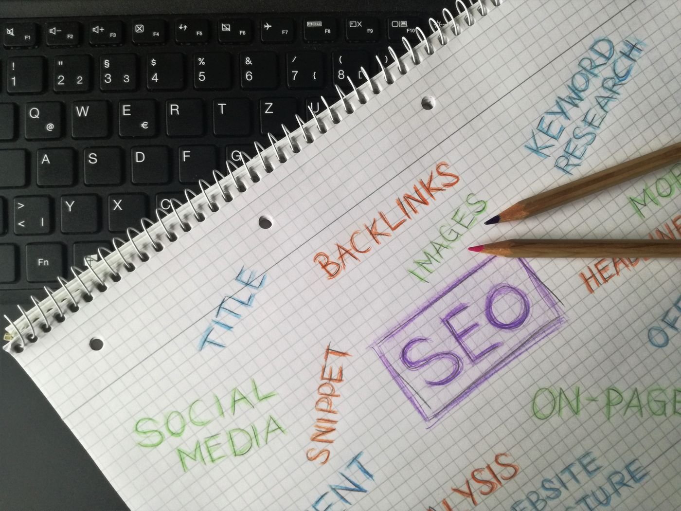 Keyword research and search data on a screen