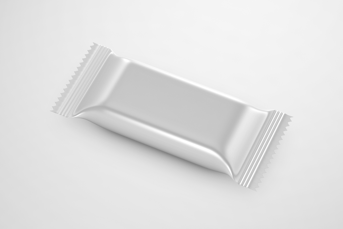 A logo applied to colourful product packaging