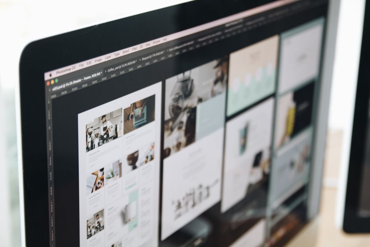 Web & UX/UI Design A colourful website homepage on a computer monitor